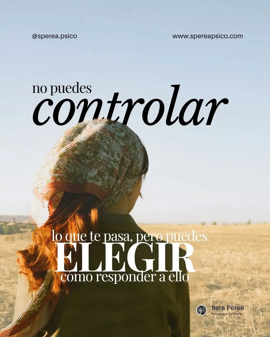 Nunca podrás controlar. Es imposible. 
De hecho, apenas tenemos el control de las cosas.
Ahora, elegir cómo responder o, elegir una decisión sopesando las consecuencias, es una buena ocasión y oportunidad para hacer algo diferente. 

#psicologosevilla #psicologasevilla