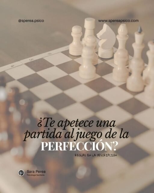 Intenta no equivocarte. Hazlo todo bien. Esfuérzate un poco más. Siempre parecerá que estás a una jugada de ganar.
Solo hay una regla; hagas lo que hagas, nunca será suficiente.
¿Jugamos?
Spoiler; el perfeccionismo es un juego imposible de ganar porque va cambiando las reglas cuando crees que estás apunto de ganar la partida.
🤔¿Cuanto tiempo llevas intentando ganar un juego que cambia las reglas cada vez que avanzas?
Te acompaño a trabajar la perfección.
#psicologoensevilla #psicologasevilla #perfección #perfeccionismo #ansiedad